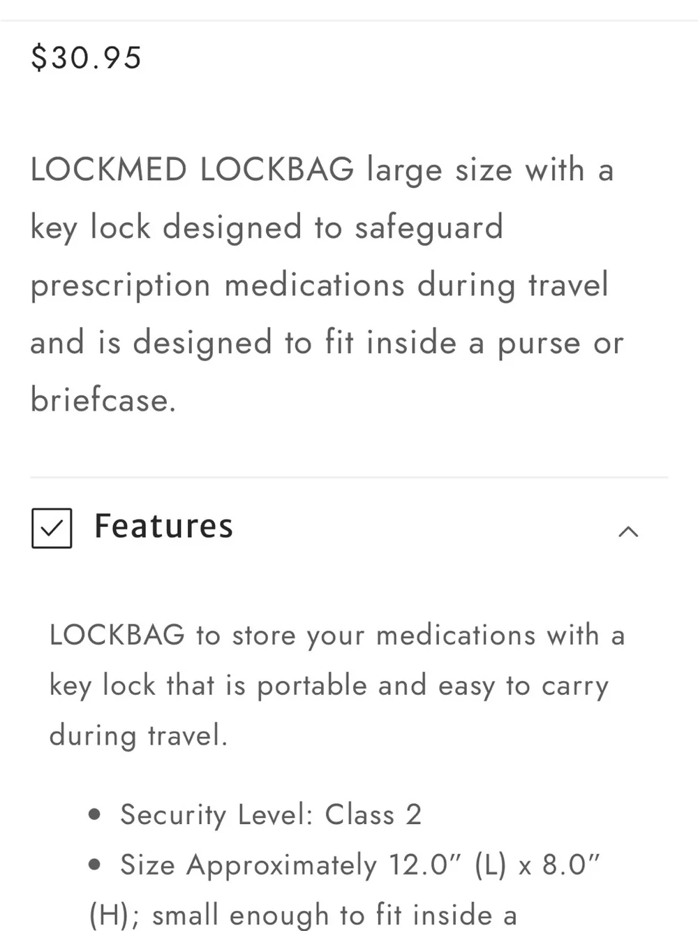 Lock+Med White Zipper Pouch - safety Lock bag